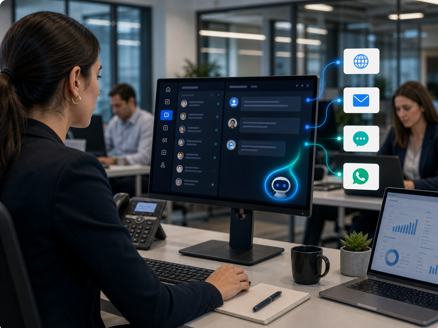 AI agent capturing inbound customer inquiries from multiple business channels