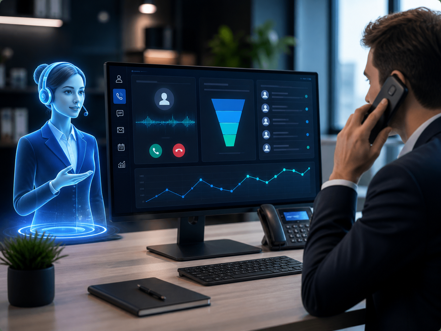 AI agent handling a sales call and updating a revenue pipeline