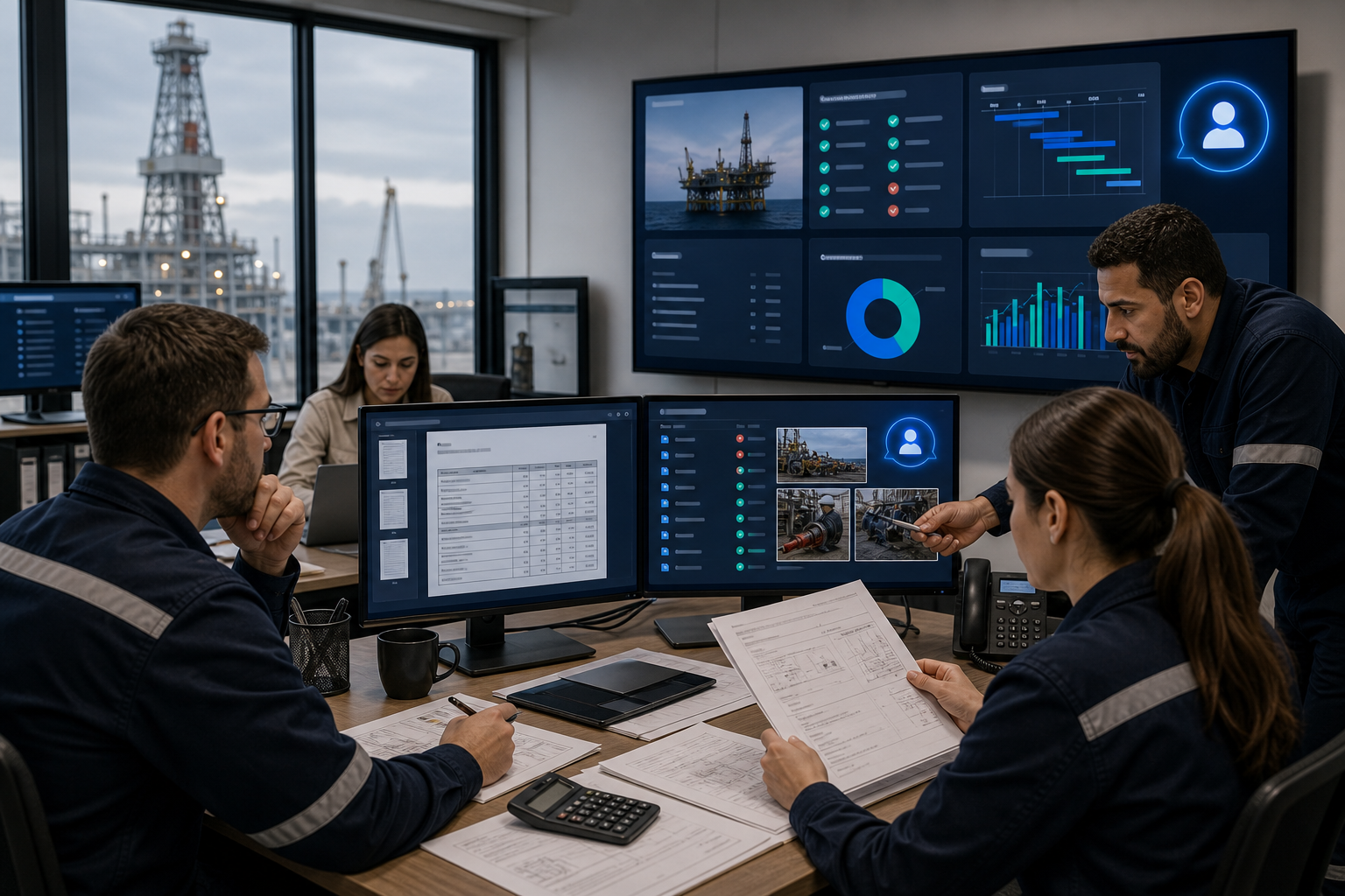 Oil servicing company team using an AI agent to manage tender response and compliance workflow